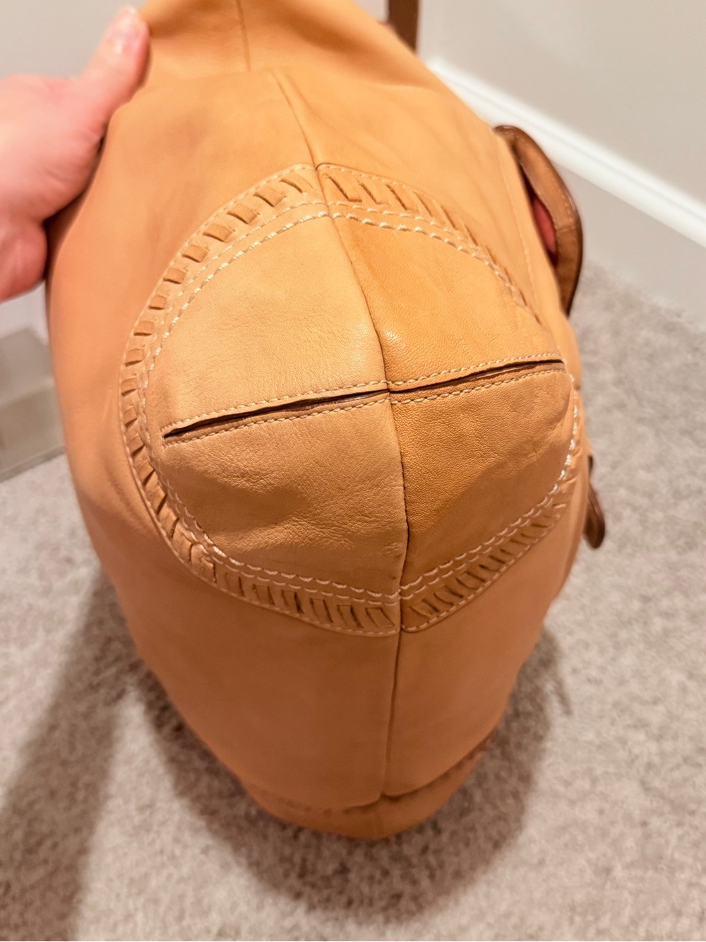 Coach Poppy Whipstitch Leather Hobo Tote Bag - Picture 12 of 17